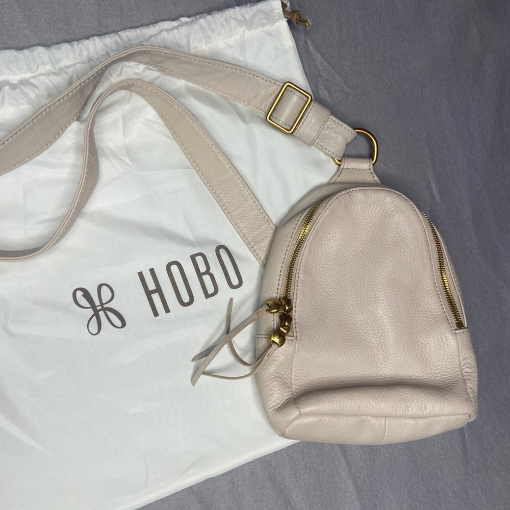HOBO Cream Mini Backpack with Gold Hardware